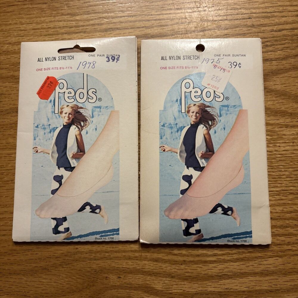 2 pk. Vintage 1970s Peds Foot Cover Suntan Sz. 8.5-11.5 New Old Stock